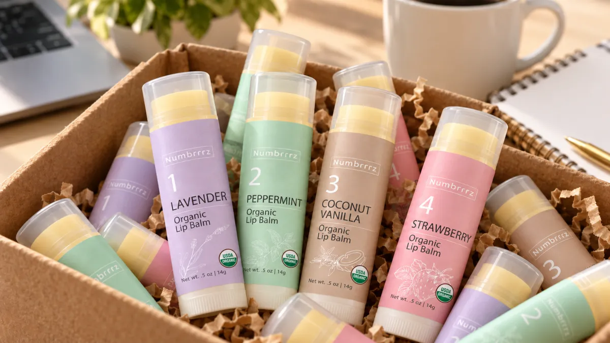 Numbrrrz lip balm tubes ready to hand out as office and teacher gifts