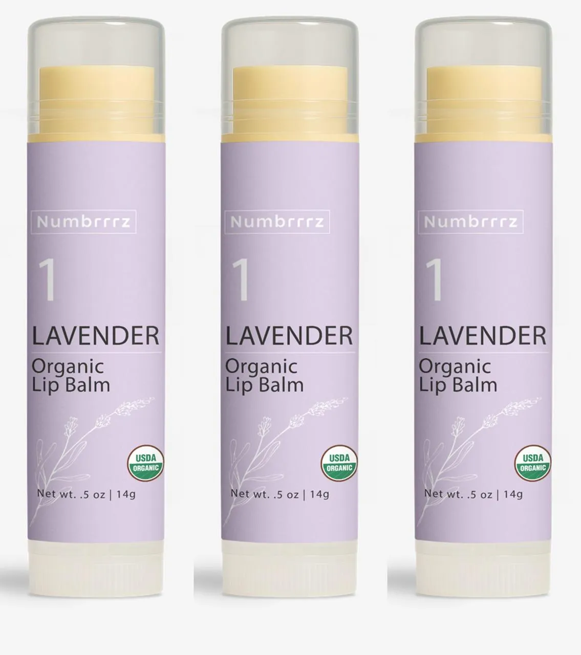 Numbrrrz Lavender Lip Balm — Close-Up with Cap Open