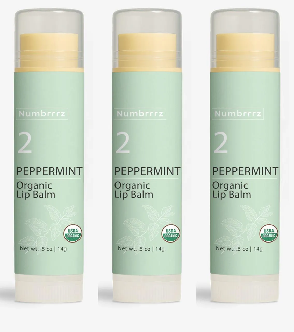 Numbrrrz Peppermint Lip Balm — Close-Up with Cap Open