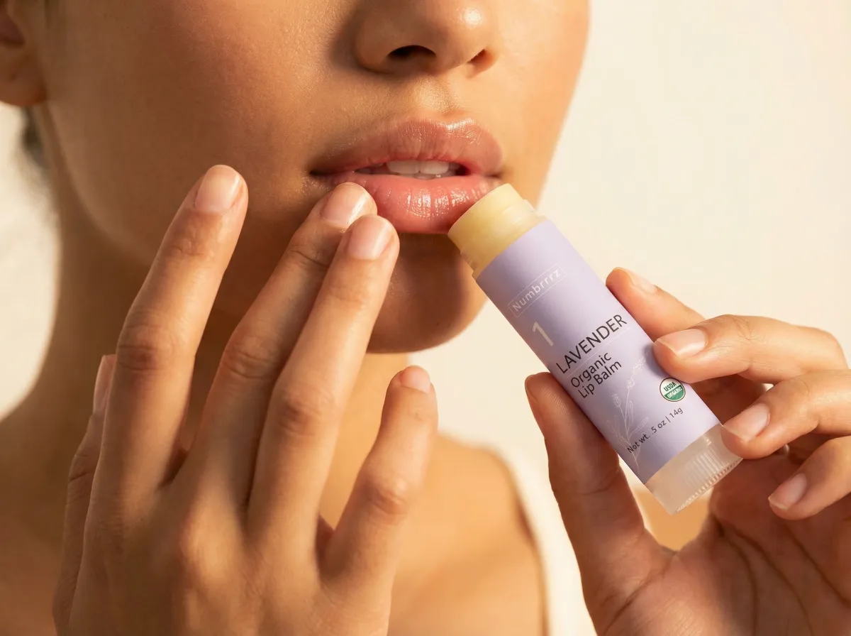 Lavender balm in use