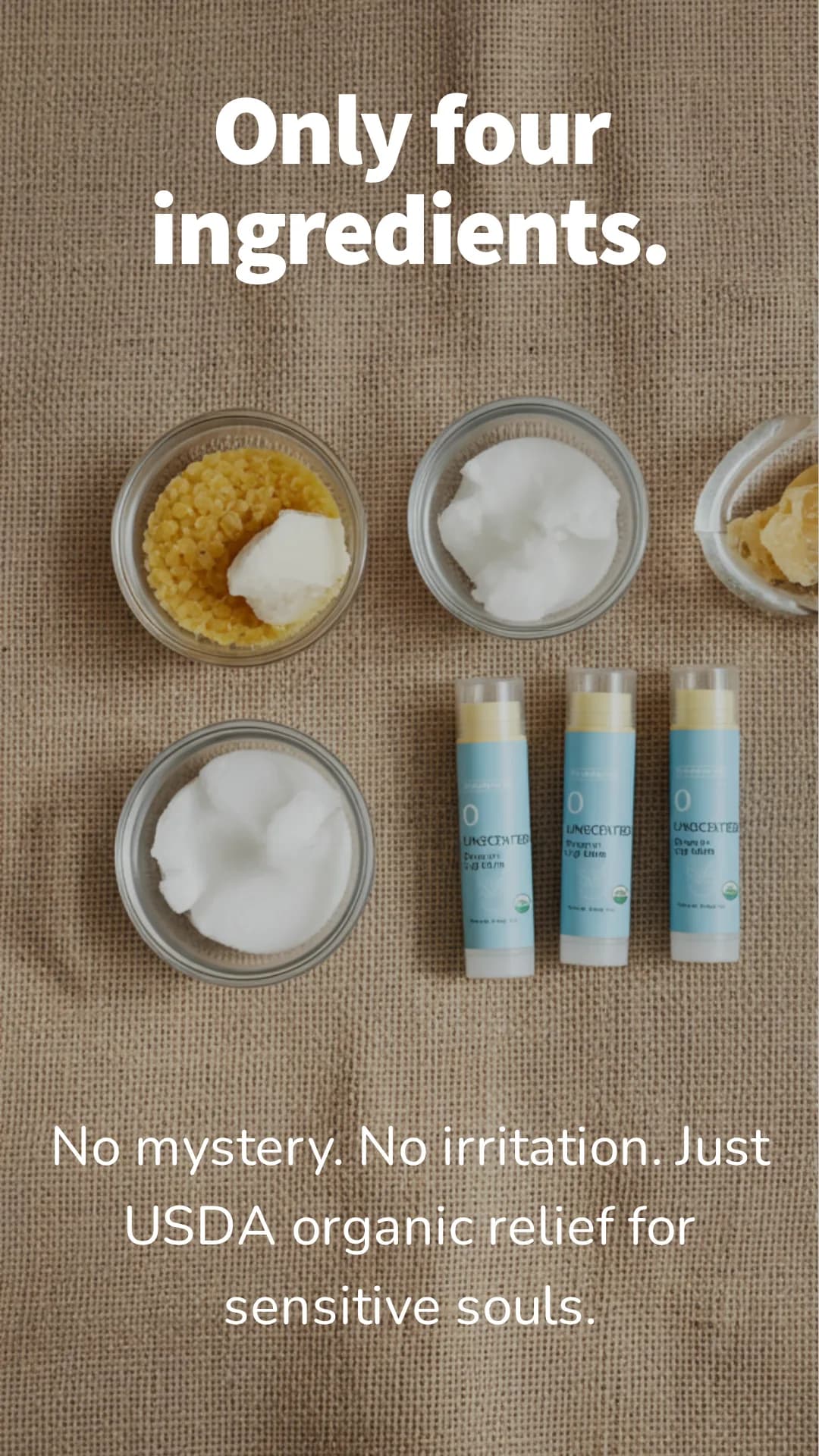 Only four organic ingredients in Numbrrrz lip balm