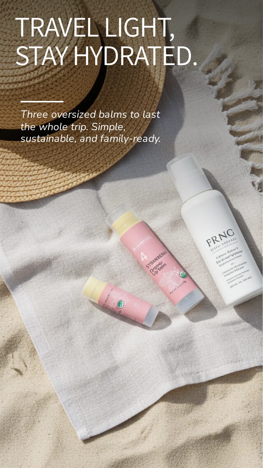 Travel light, stay hydrated — Numbrrrz lip balm at the beach