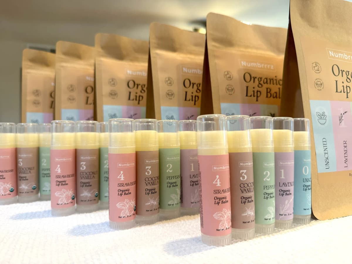 Numbrrrz organic lip balm — morning routine