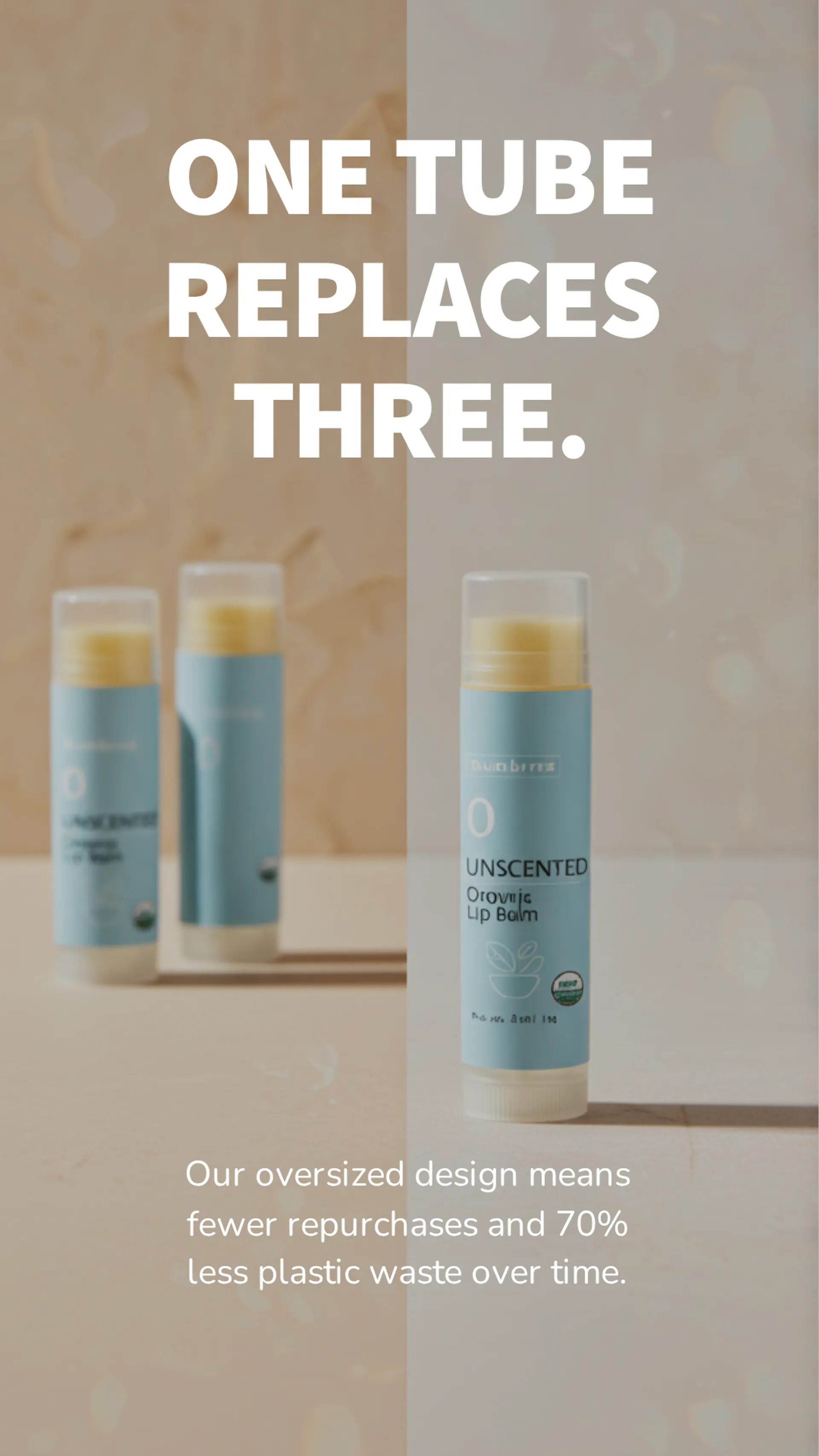 One Numbrrrz tube replaces three standard lip balm tubes