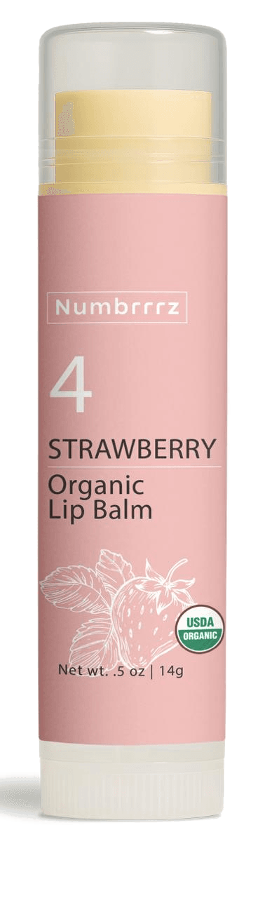 Numbrrrz Strawberry organic lip balm, 0.5 oz tube