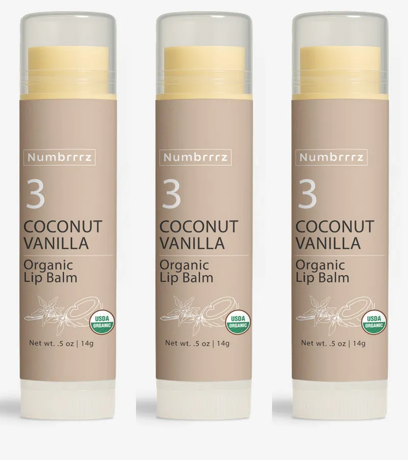 Numbrrrz Coconut Vanilla 3-Count Lip Balm