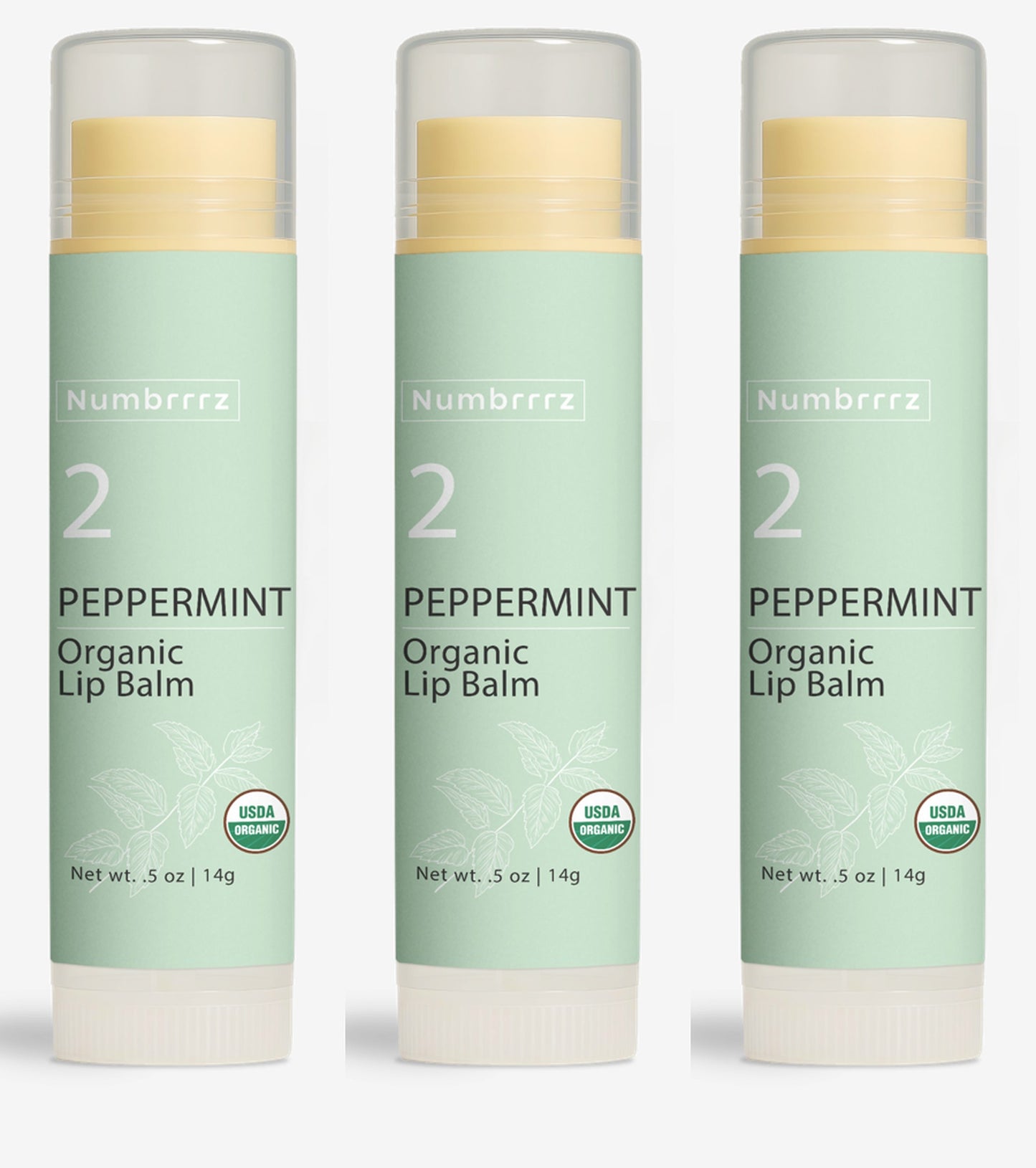Numbrrrz peppermint organic lip balm a clean, non-toxic chapstick alternative made with beeswax, jojoba oil, and coconut oil. Lightly scented with real peppermint essential oil for a refreshing, cooling boost.