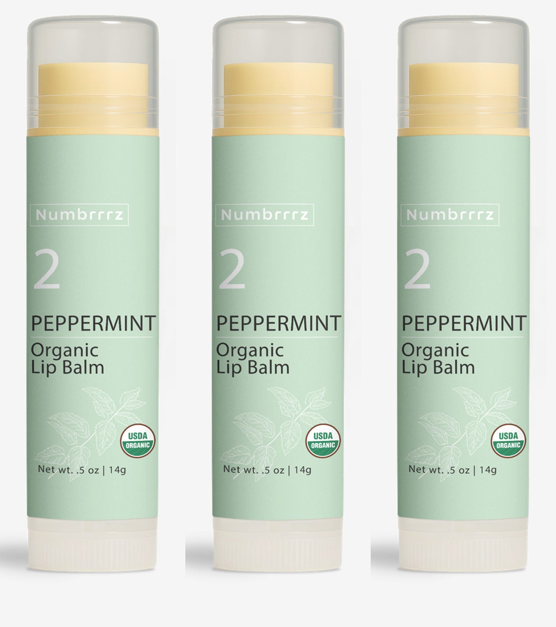 Numbrrrz peppermint organic lip balm a clean, non-toxic chapstick alternative made with beeswax, jojoba oil, and coconut oil. Lightly scented with real peppermint essential oil for a refreshing, cooling boost.